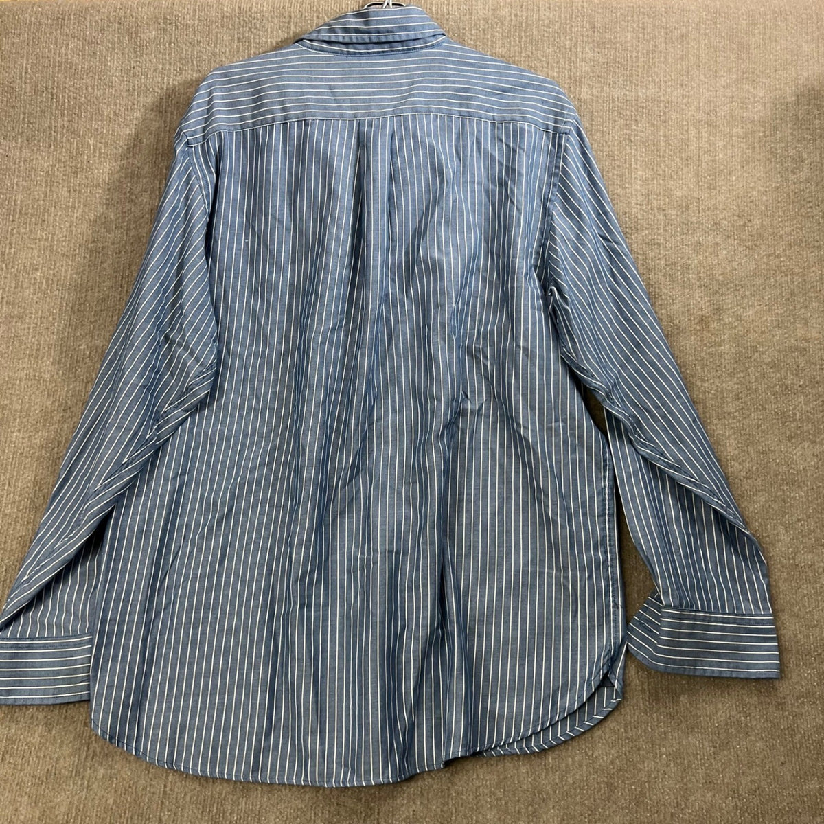 Chaps Est. 1978 Striped Button Down Shirt L/G Blue White Embroidered Logo