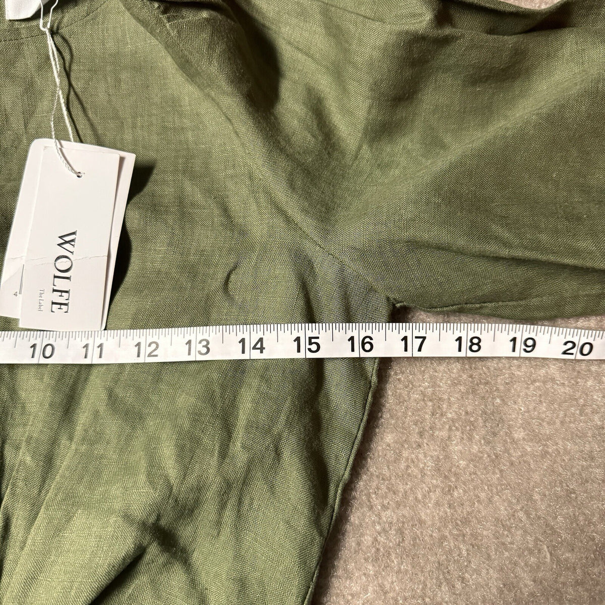 Wolfe the Label Green Linen Cutout Dress USA Med NWT
