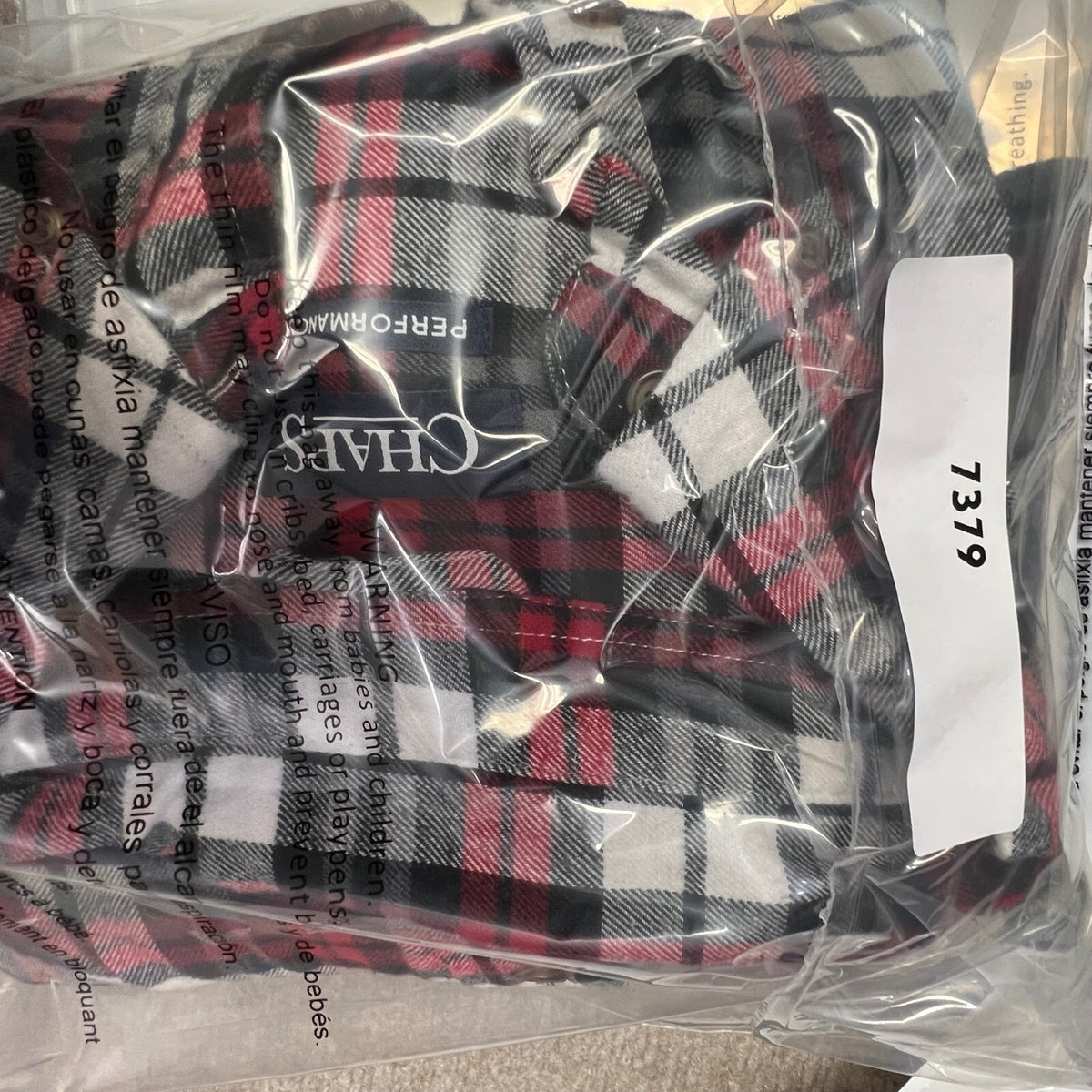 Chaps Performance 3XLT Red Black White Plaid Flannel Long Sleeve Shirt