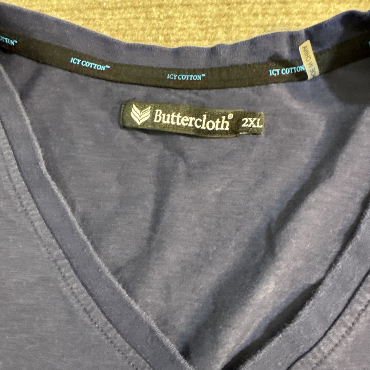 Buttercloth T-Shirt Men 2XL V Neck Cotton Blend