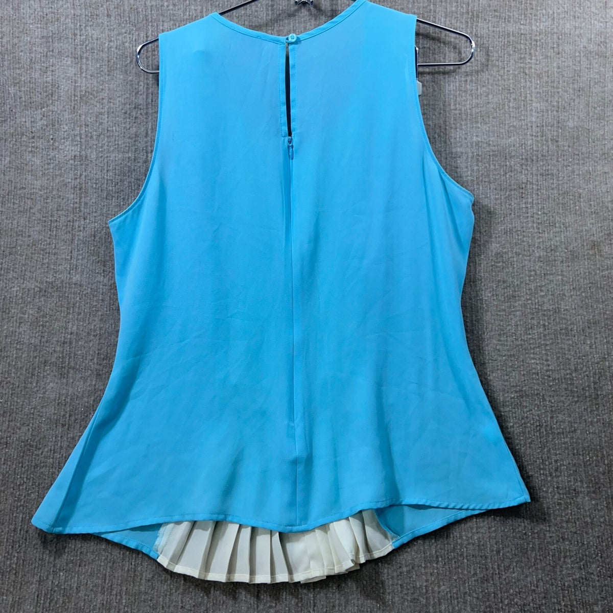 Ann Taylor Sleeveless Pleated Front Tank Top Blue White Size 6