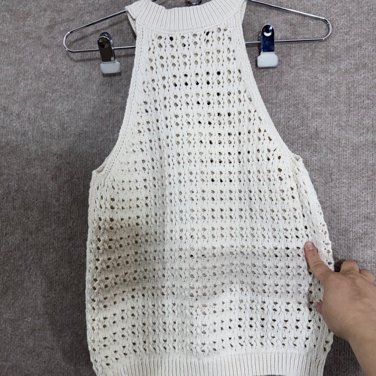 NWT Universal Thread Crochet Tank Top Women S Ivory High Neck Sleeveless Boho