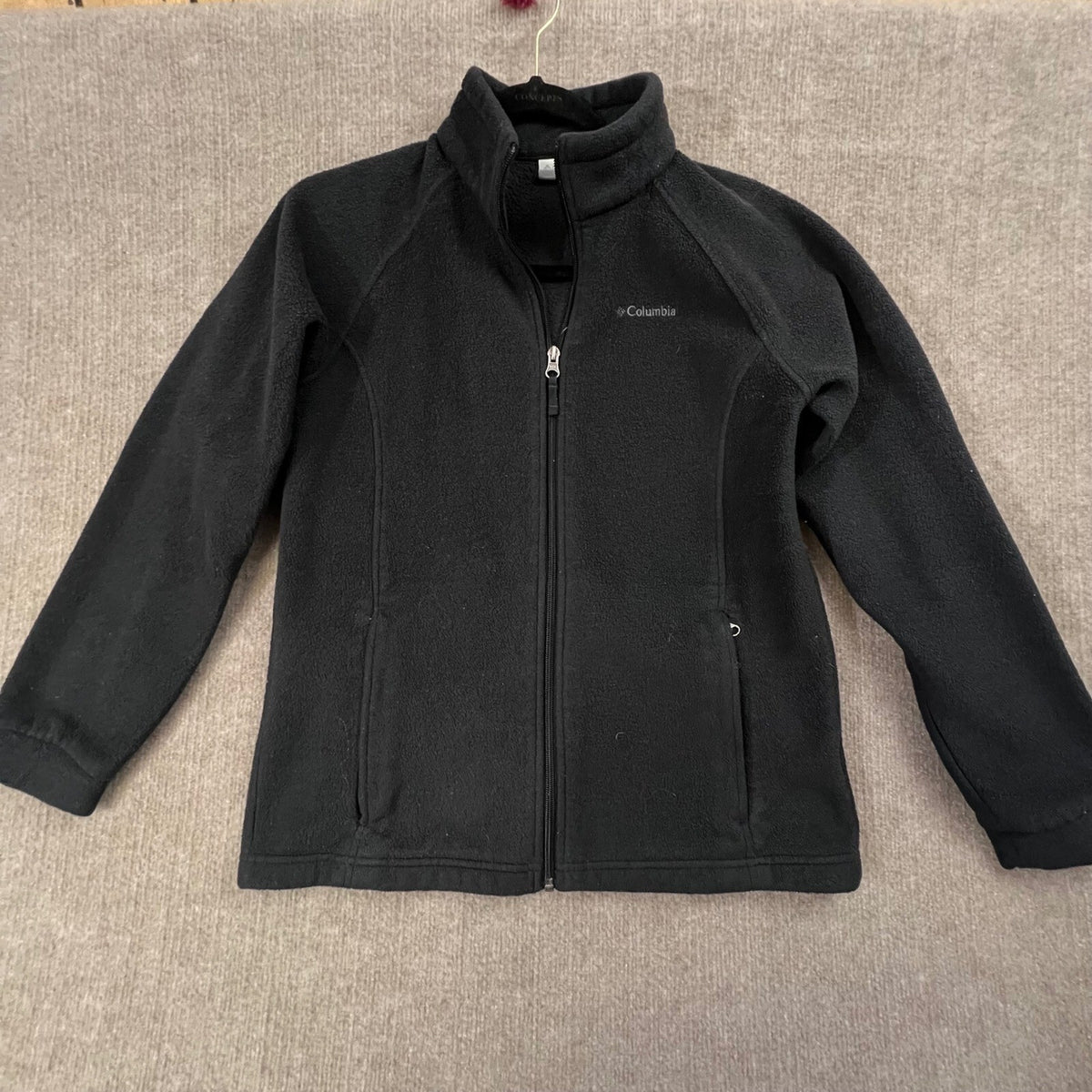 Columbia Fleece Jacket Full Zip Black Kids XL (18/20) Lightweight Warm