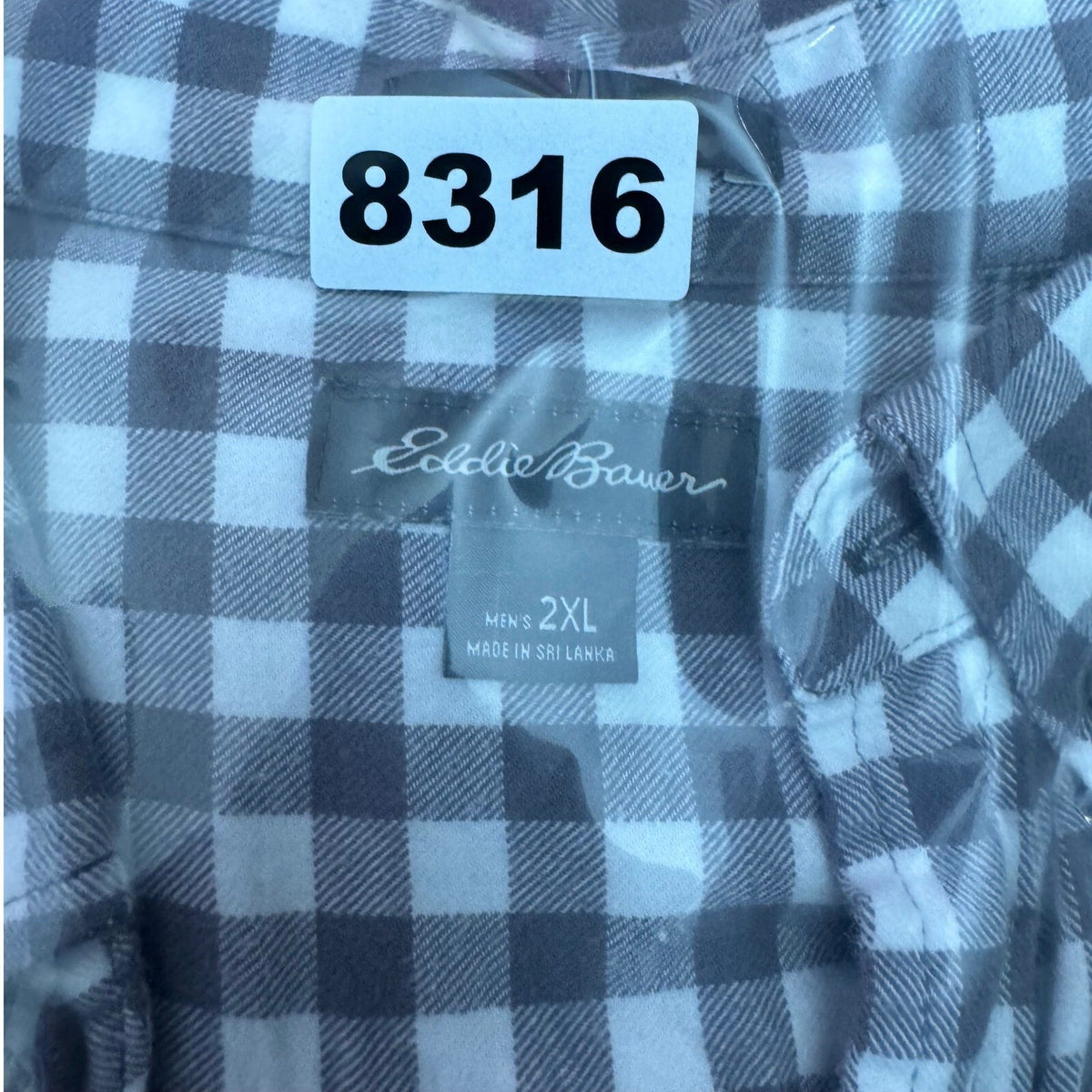Eddie Bauer Button Up Shirt Mens 2XL Gingham Plaid Classic Fit Soft Flannel