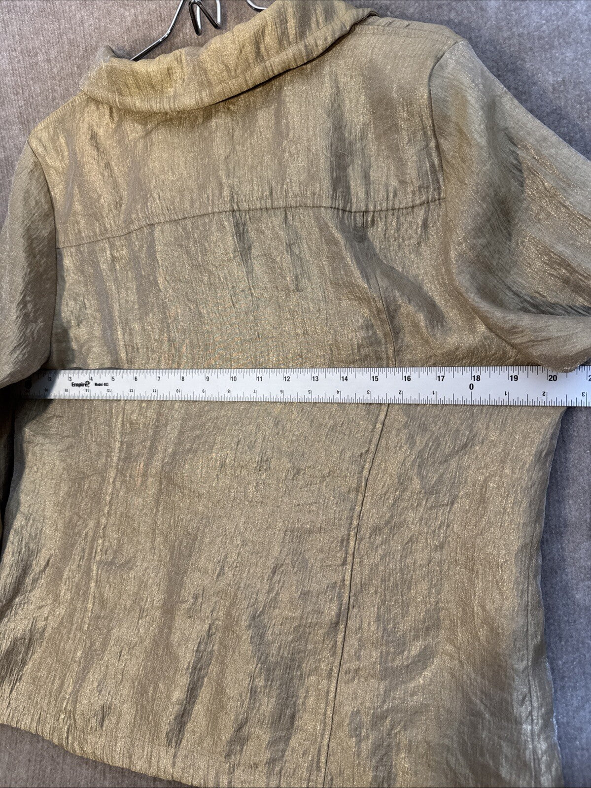 ELEMENTZ Gold Blouse Bomber Shimmery/Roll Sleeves/Drawstring Collar L Glam
