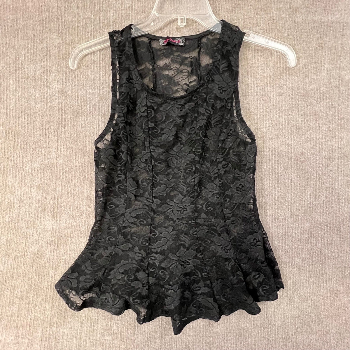 Body Central Black Lace Peplum Tank Top Sleeveless Lined Party Goth Emo