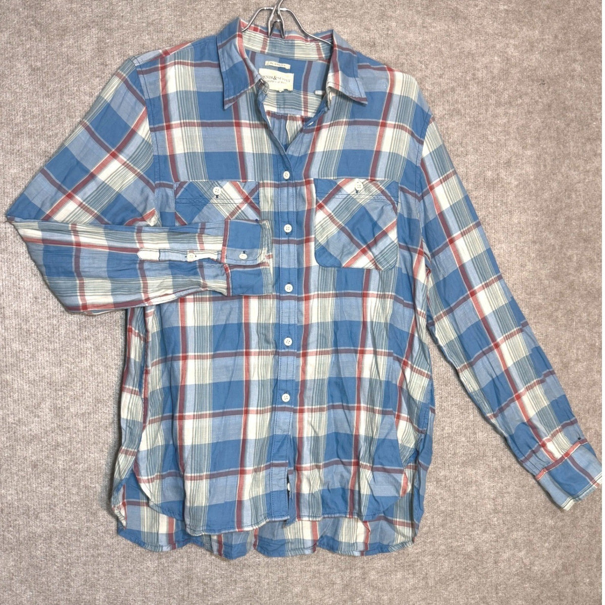 Denim & Supply Ralph Lauren Plaid Shirt Womens Large Blue Utility Workwear