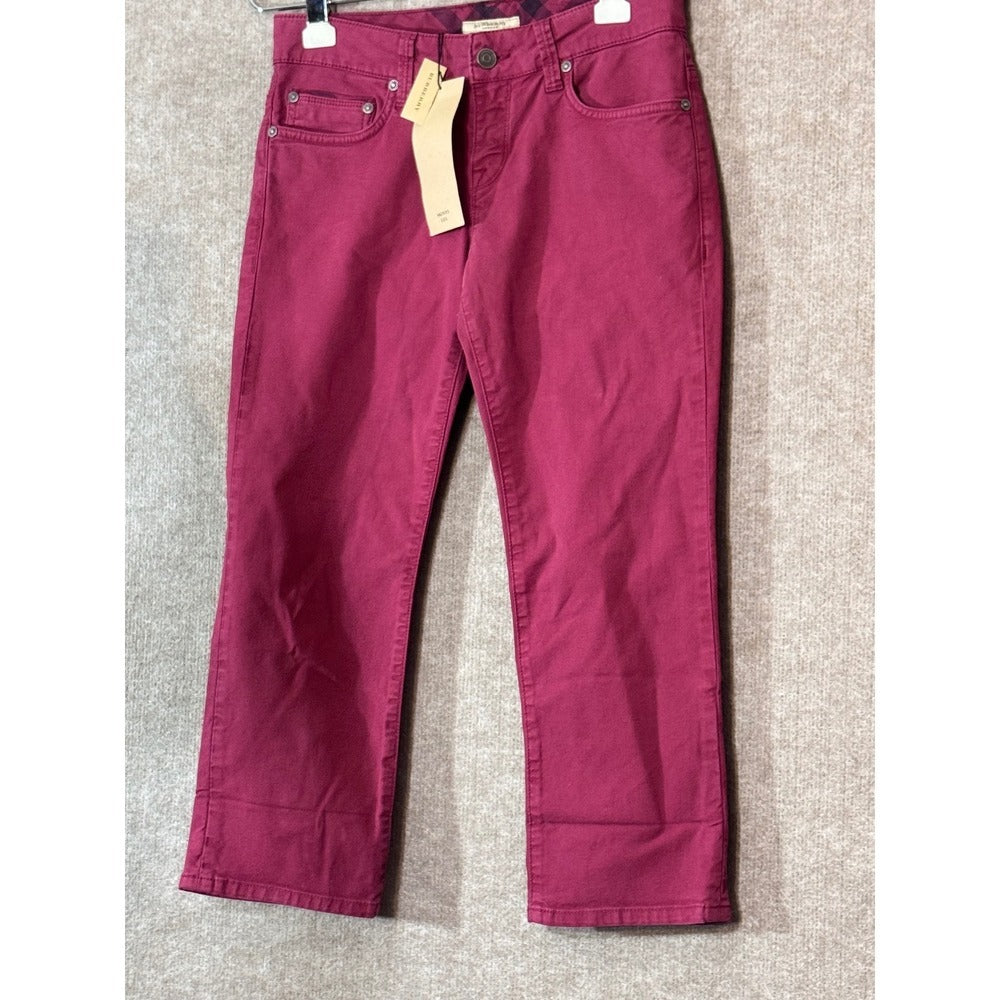 Burberry Skinny Leg Pants Women 26 Red Cropped Low Rise Designer Casual Chic