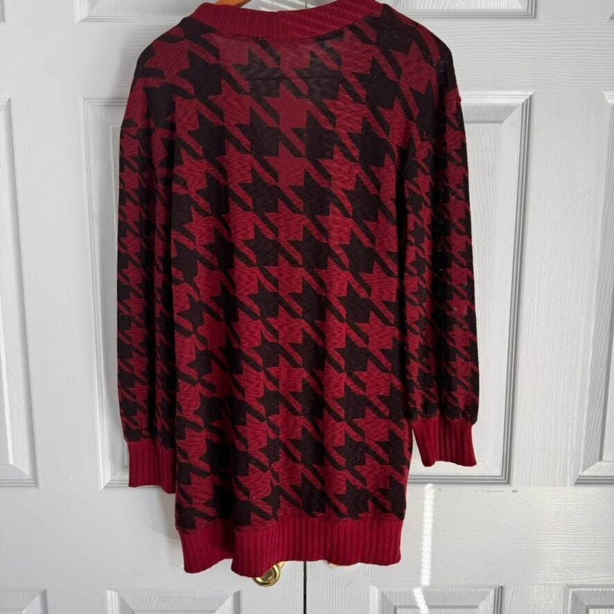 Maurice XS Button Giant Houndstooth Cardigan w/Patch Pockets, Nerdy Academia