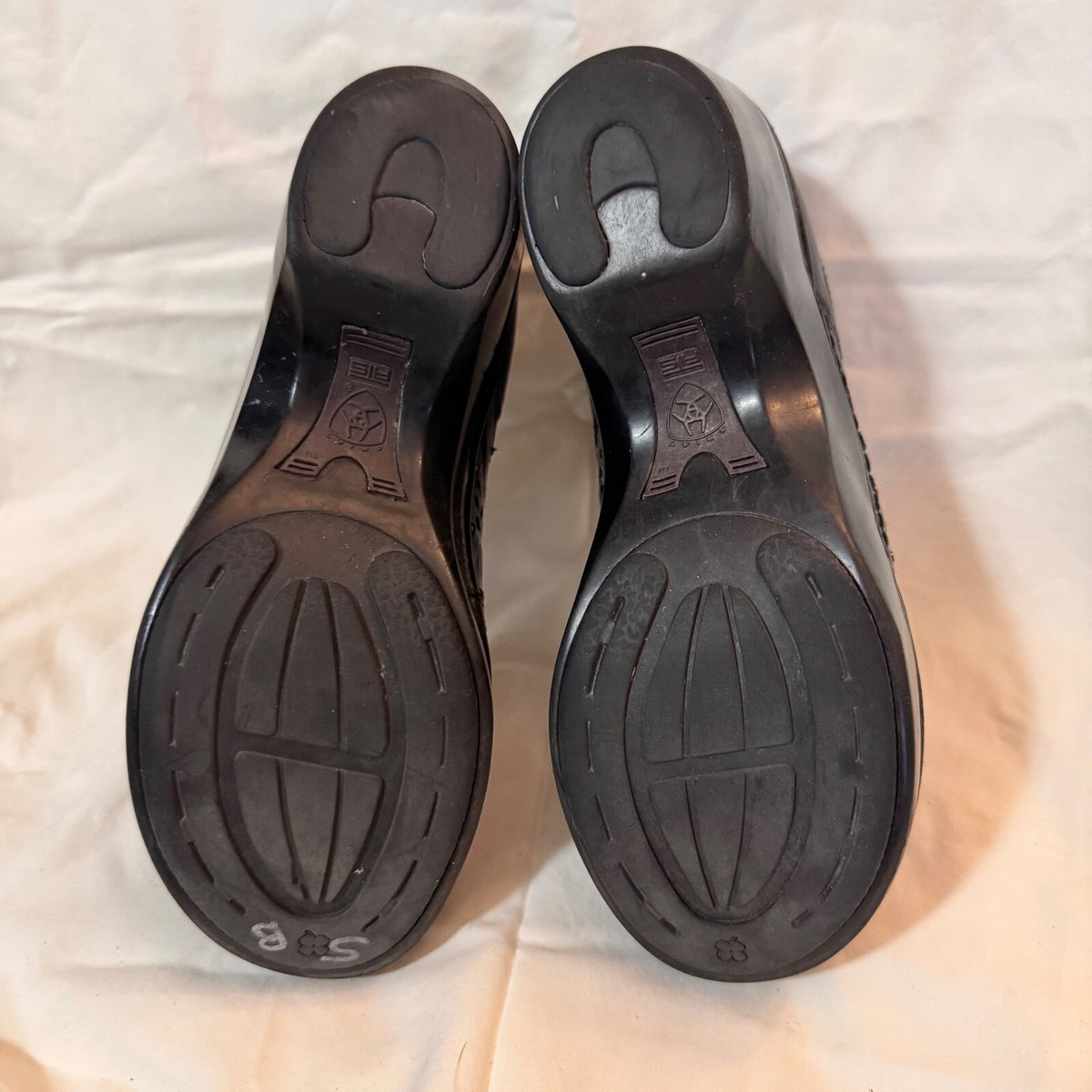 Ariat Leather Clogs Women 7 Black Platform Slip On Laser Cut Western Boho