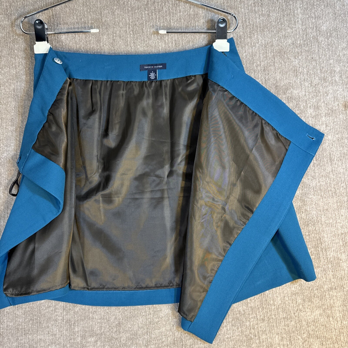 NWT Tommy Hilfiger Teal Winter Jade $69 Wrap Short Skirt Size-4