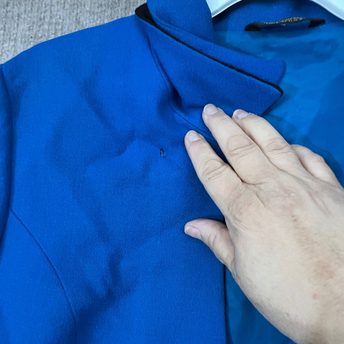 Mary Kay All-Bilt Blazer Jacket 8R Blue Black Trim Single Button Career