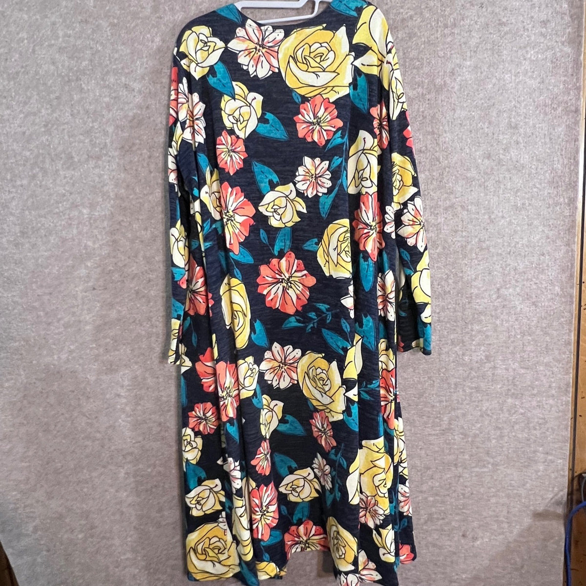 LuLaRoe Cardigan Womens XL Floral Long Duster Open Front Pockets Boho