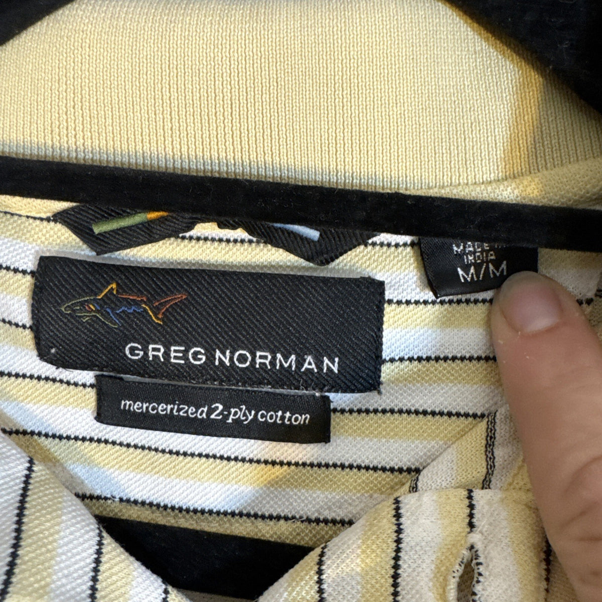Greg Norman Polo Shirt Mens Medium Golf Striped Woodshole Golf Club