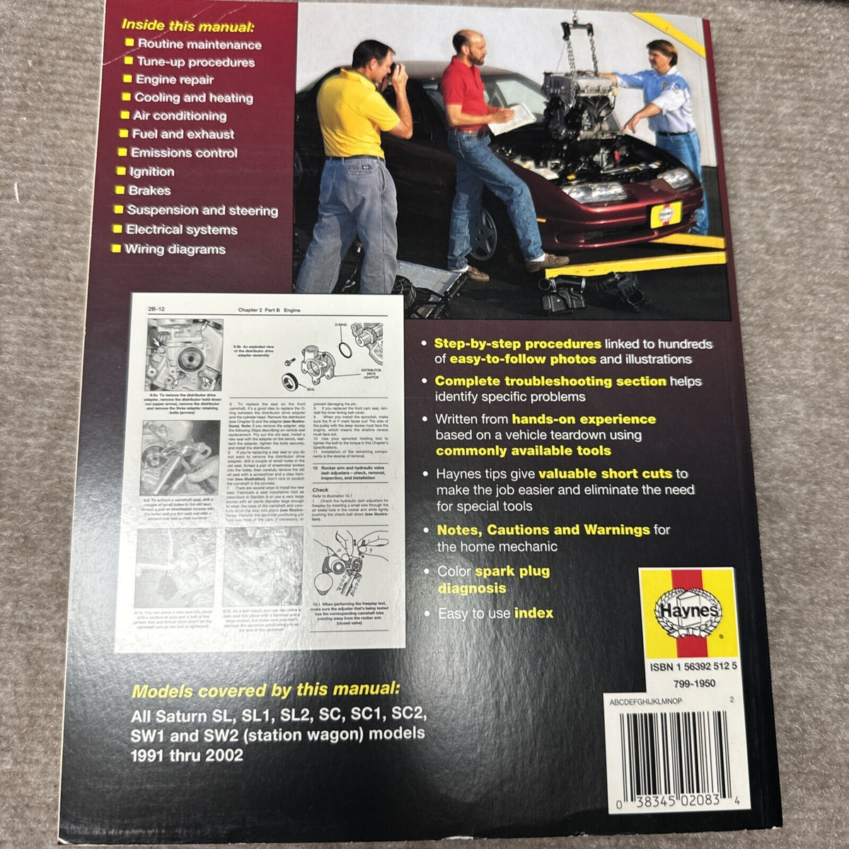 Haynes Repair Manual Saturn S-Series 1991 Thru 2002 Paperback 87010 all models