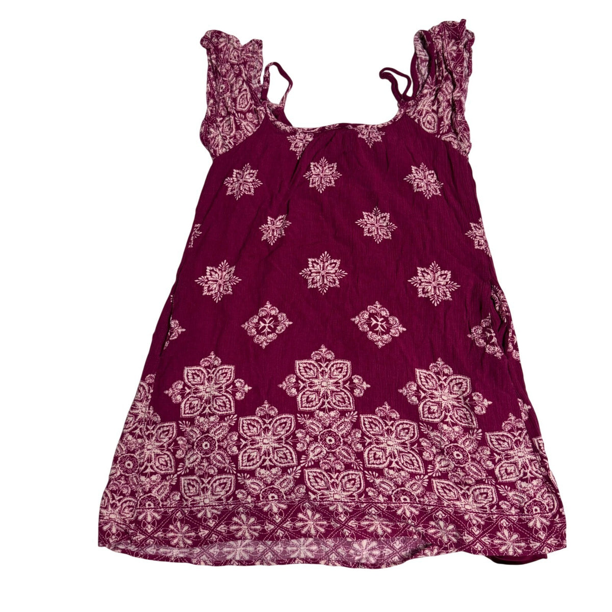 Mossimo Supply Co Cold Shoulder Top Womens XS Maroon Mandala Boho Peasant Blouse