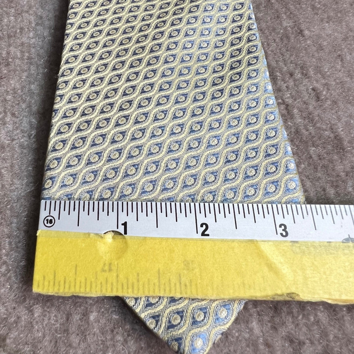 Hugo Boss Tie Mens Blue Yellow Geometric Silk Necktie Italy Designer