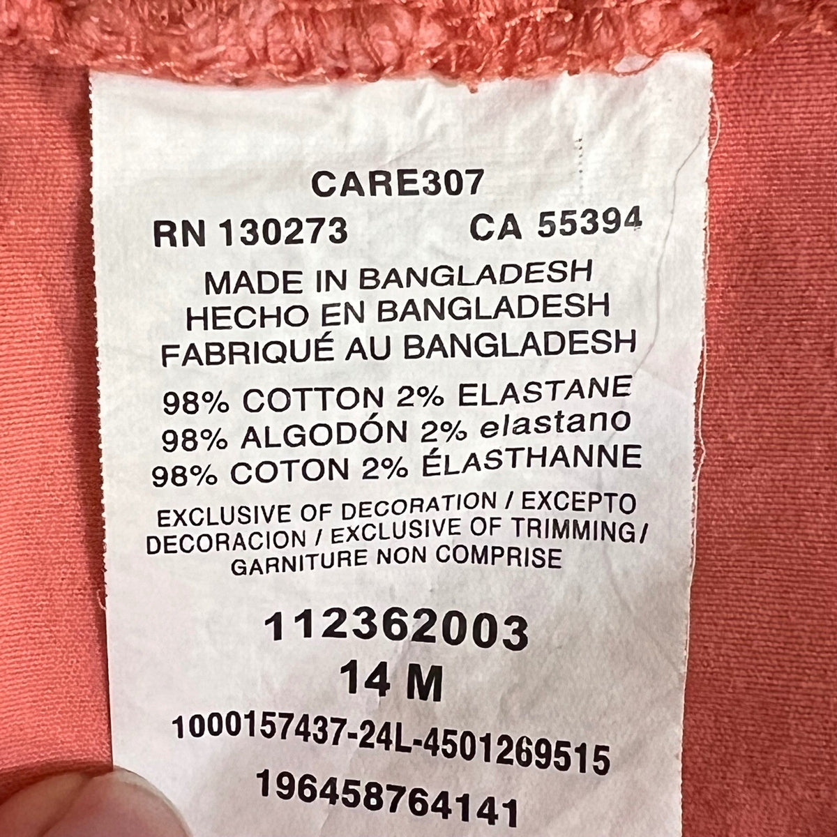 Lee Capris Womens 14 M Coral Pink Stretchy Casual Minimalist