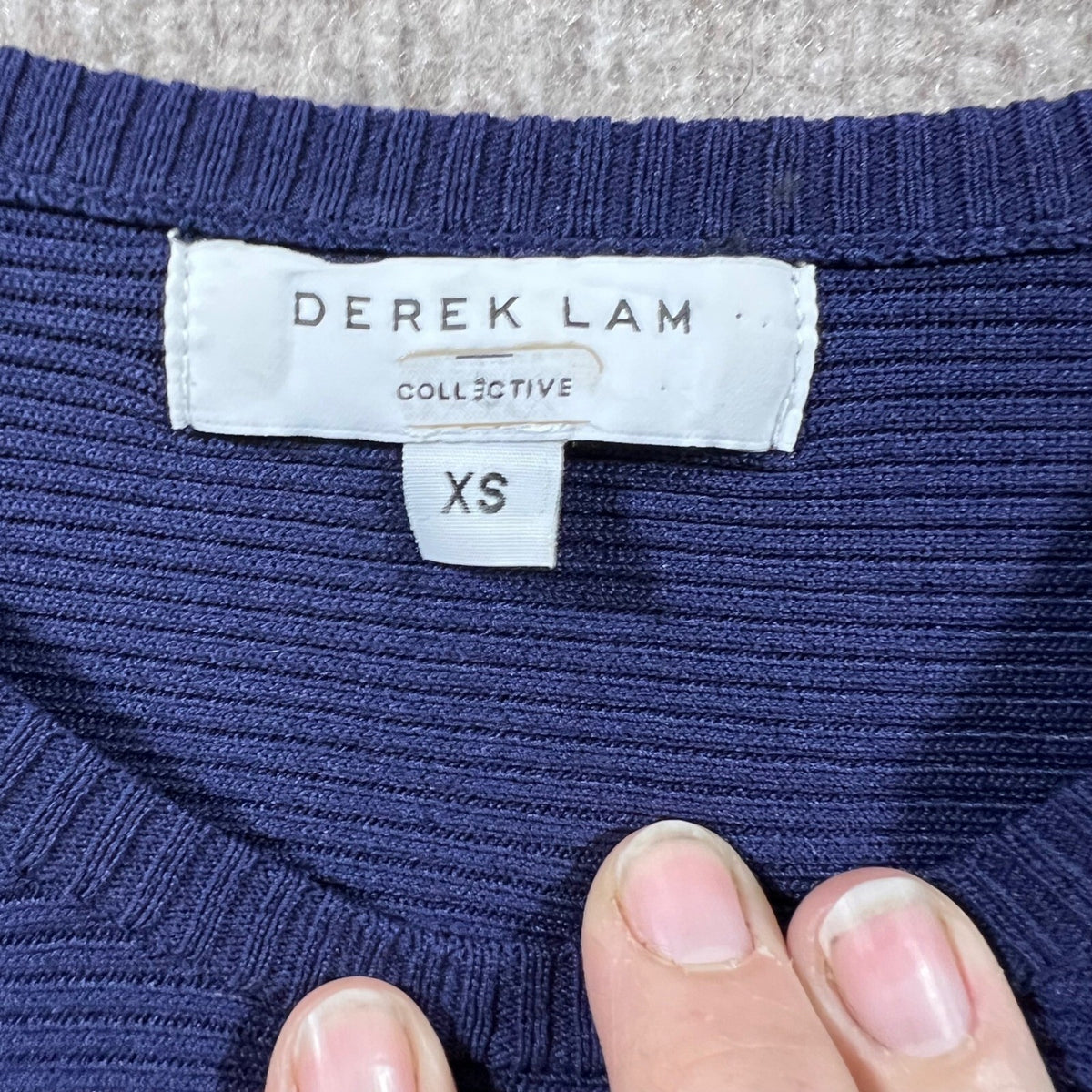 Derek Lam Collective Navy Blue Ribbed Asymmetrical Knit Sweater XS