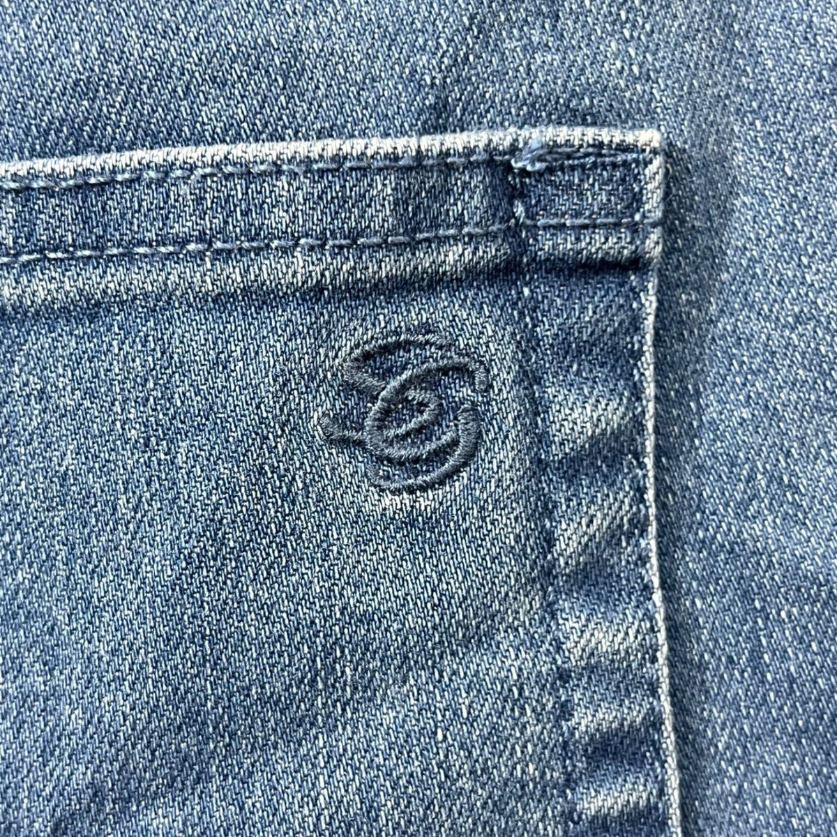 Susan Graver Blue Denim Jeans 22W Embellished Split Hem Stretch Regular Cut