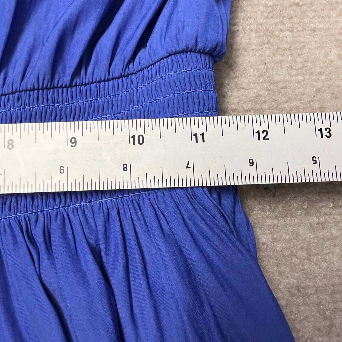 Ramy Brook New York Royal Blue Sleeveless Smocked Waist Ruffle Hem S Mini Dress