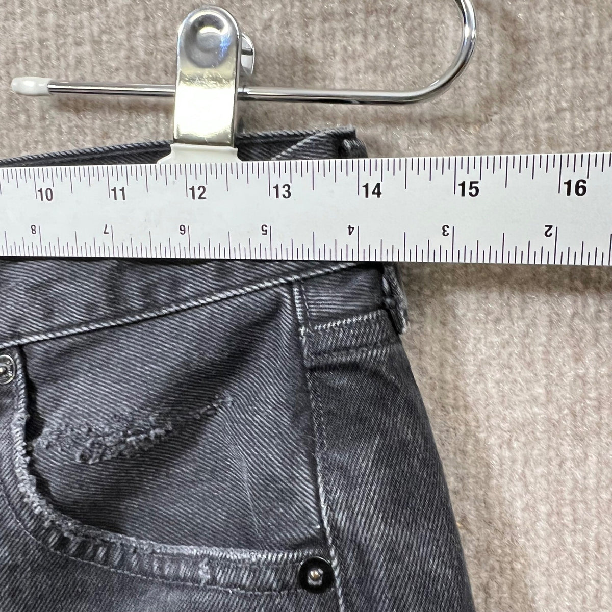 AGOLDE Distressed Grey Denim Cut Off Shorts Button Fly Size 27