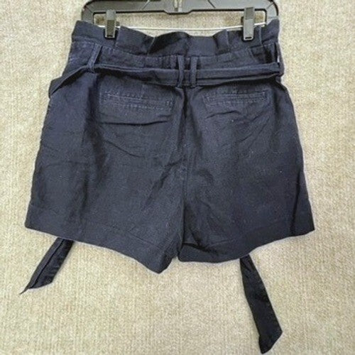 Boden Womens Shorts US 8 Blue Linen Blend Tie Waist High Rise Casual Paper Bag
