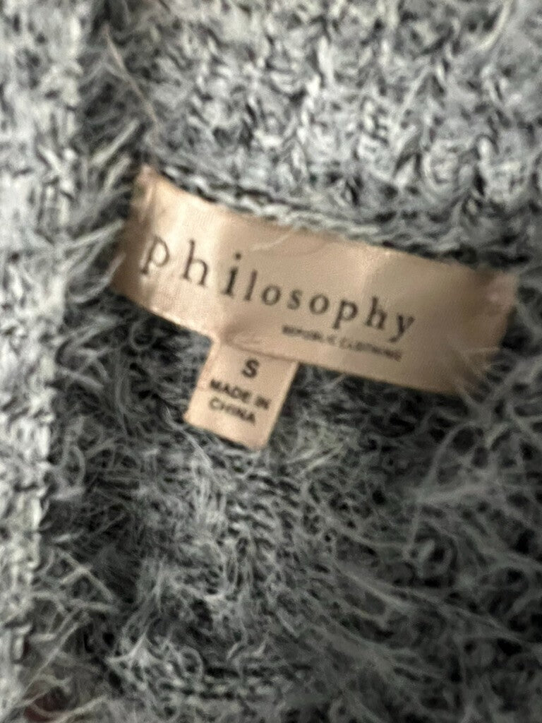 Philosophy Sm Eyelash Knit Heather Grey Mock Turtlneneck Wool Blend Cozy Soft