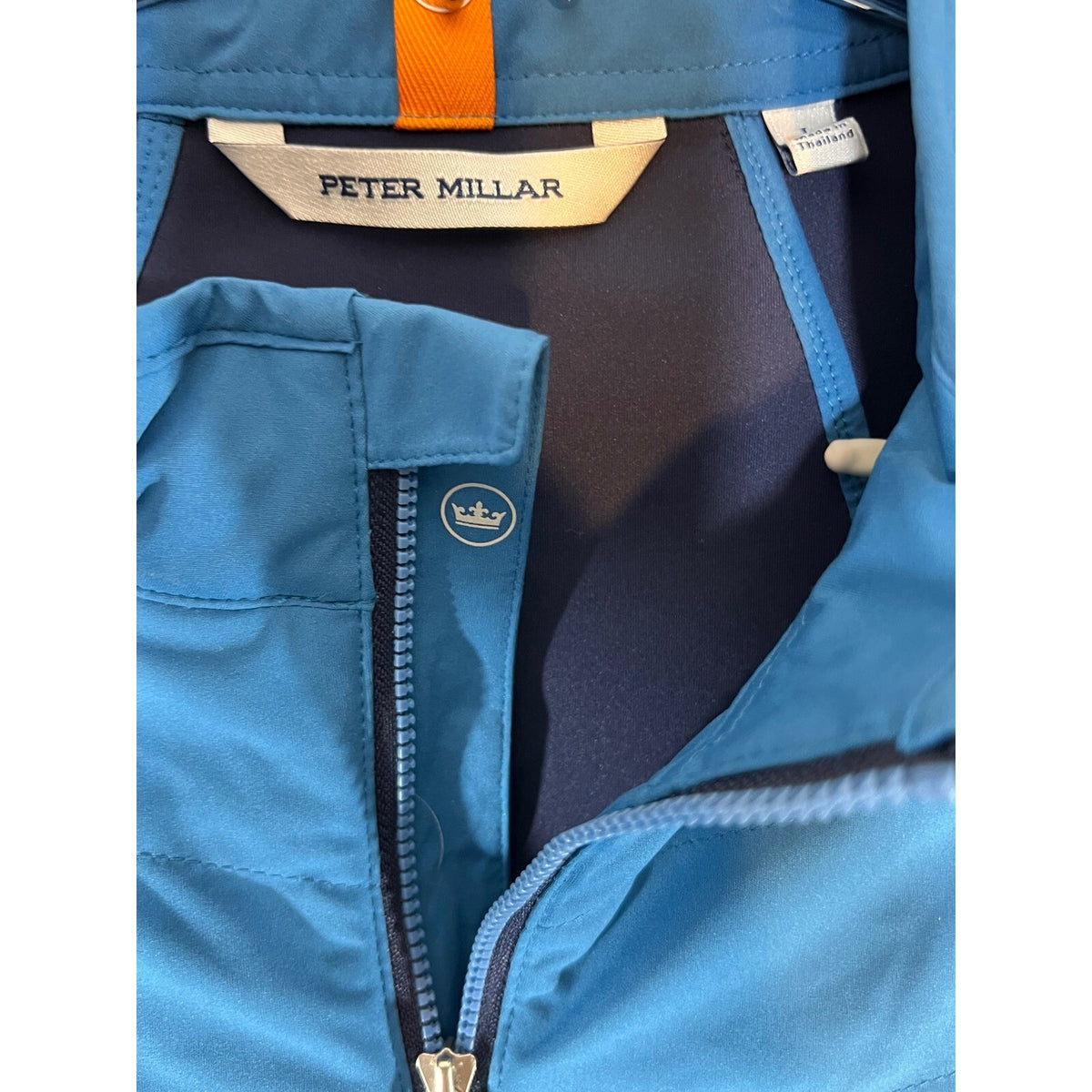 Peter Millar Merge Elite Hybrid Jacket Mens L Blue Quilted Golf Logo Embroidered