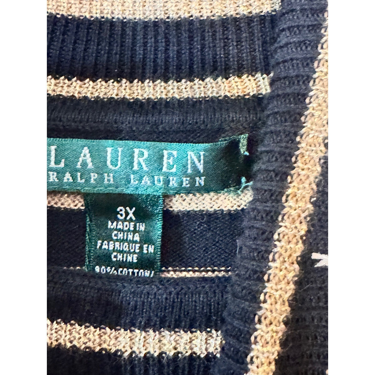 Lauren Ralph Lauren Turtleneck Sweater Women 3X Black Gold Metallic Striped