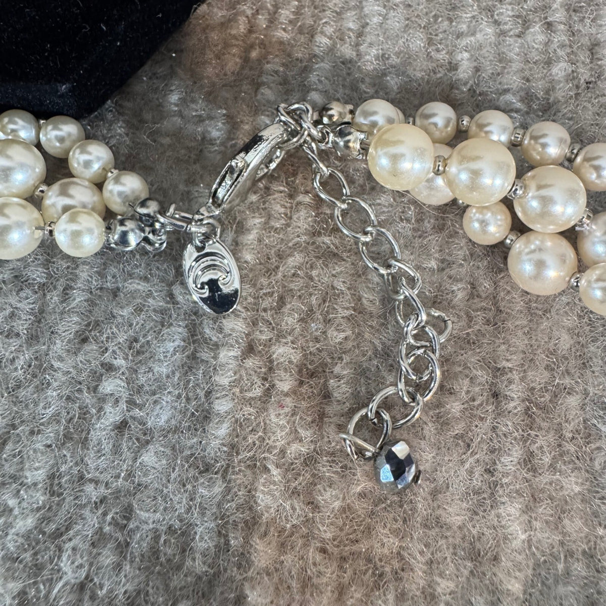 Charming Charlie RSVP Statement Bib Necklace Faux Pearl Rhinestone Wedding Glam