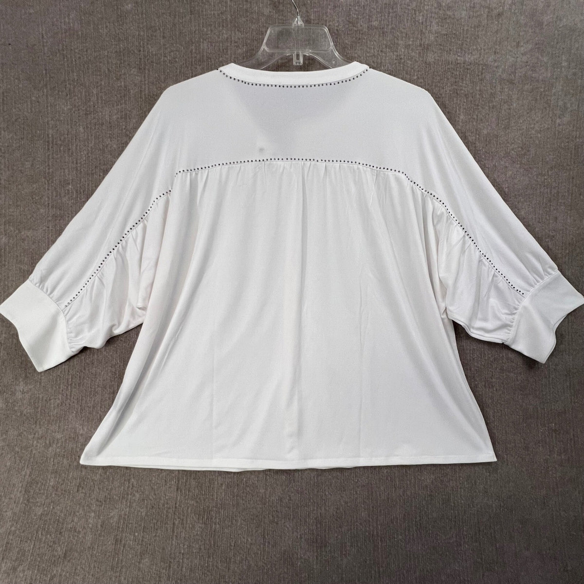 NWT Belldini Los Angeles 2X White Studded Blouse 3/4 Sleeve Button Down Plus
