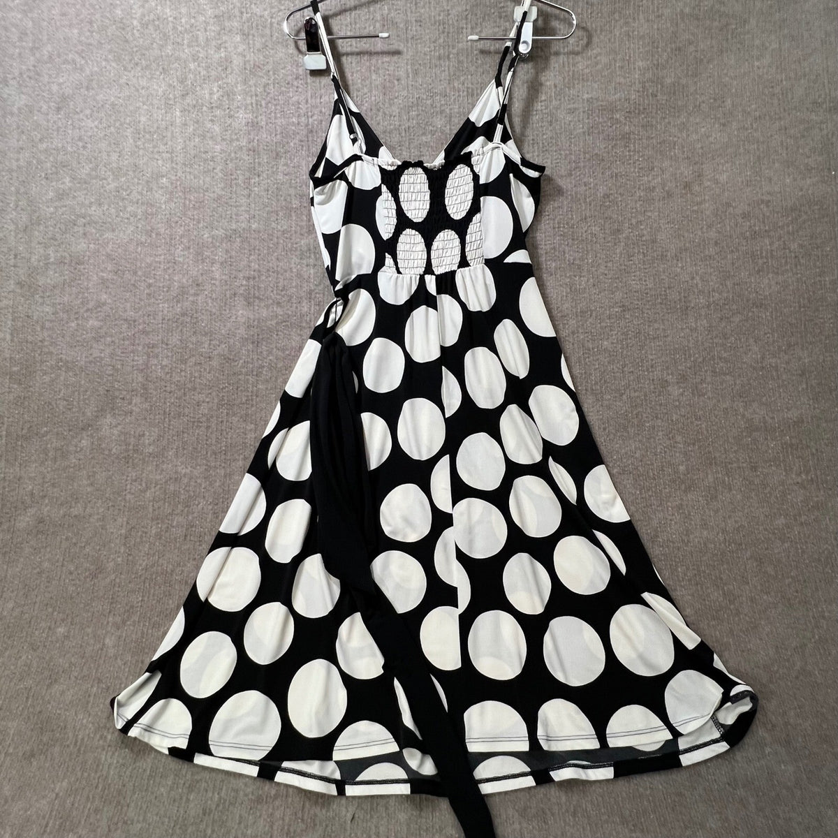 Merona Black White Polka Dot Wrap Dress Midi Spaghetti Strap