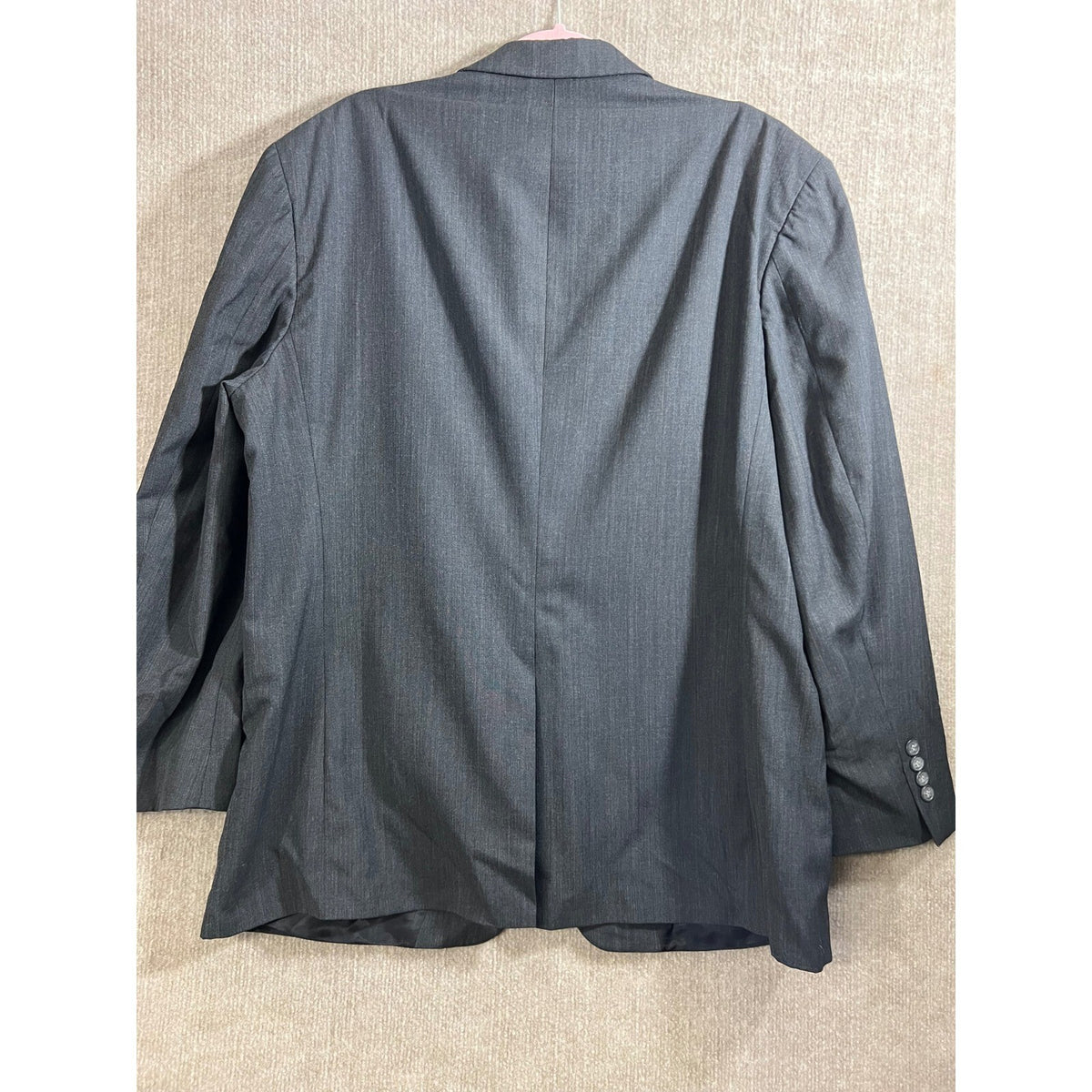 Savile Row Mens Gray Pinstripe 44R Two Button Blazer Business Career Jacket