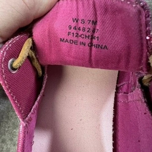 Sperry Top-Sider Sz 7 Boat Shoes Glitter Pink Sparkle Casual Slip On Women's