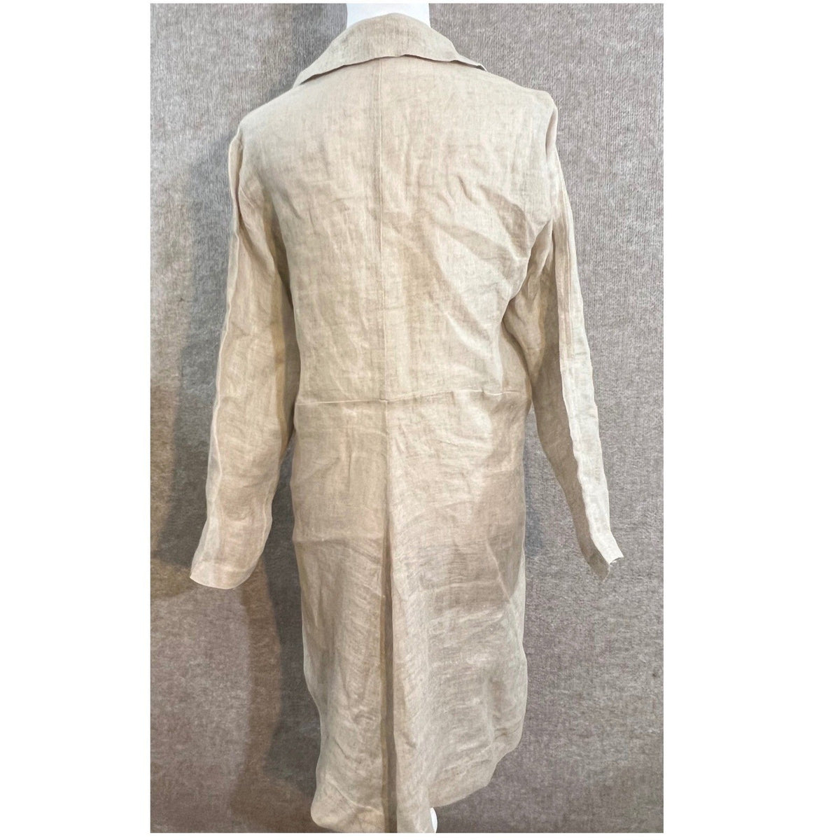 Johnny Was Linen Button Down Duster Coat Womens Small Tan Long Sleeve Coastal