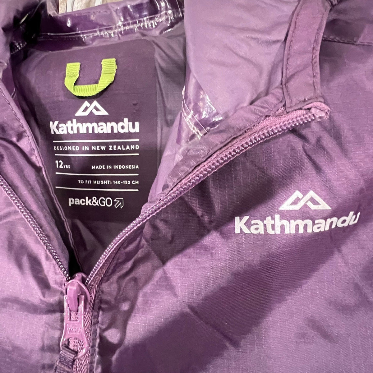 Kathmandu Windbreaker Jacket Kids 12Y Purple Packable Lightweight Gorpcore