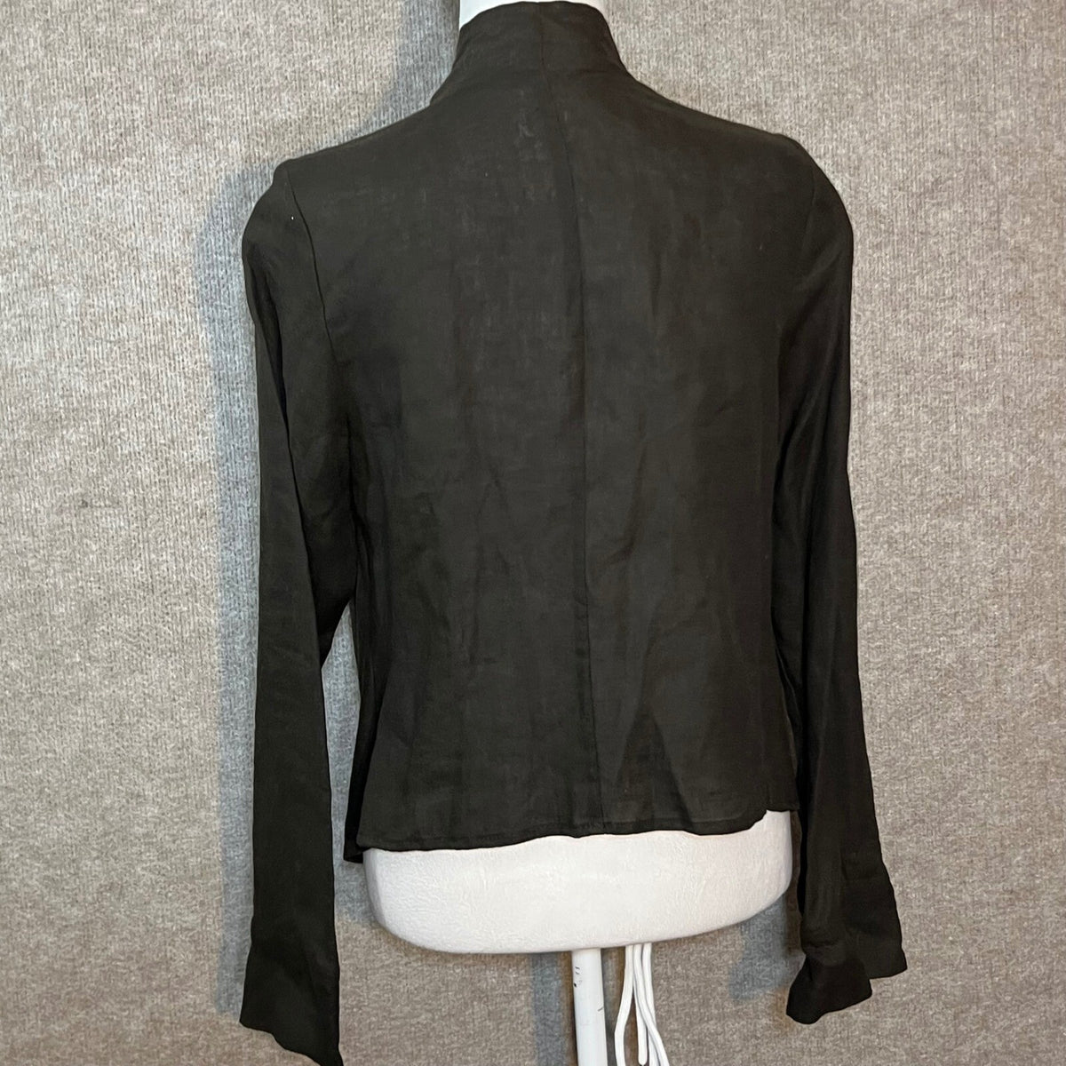 Sarah Pacini Linen Blend Cardigan Jacket Women Size 1 Brown Draped Open Front