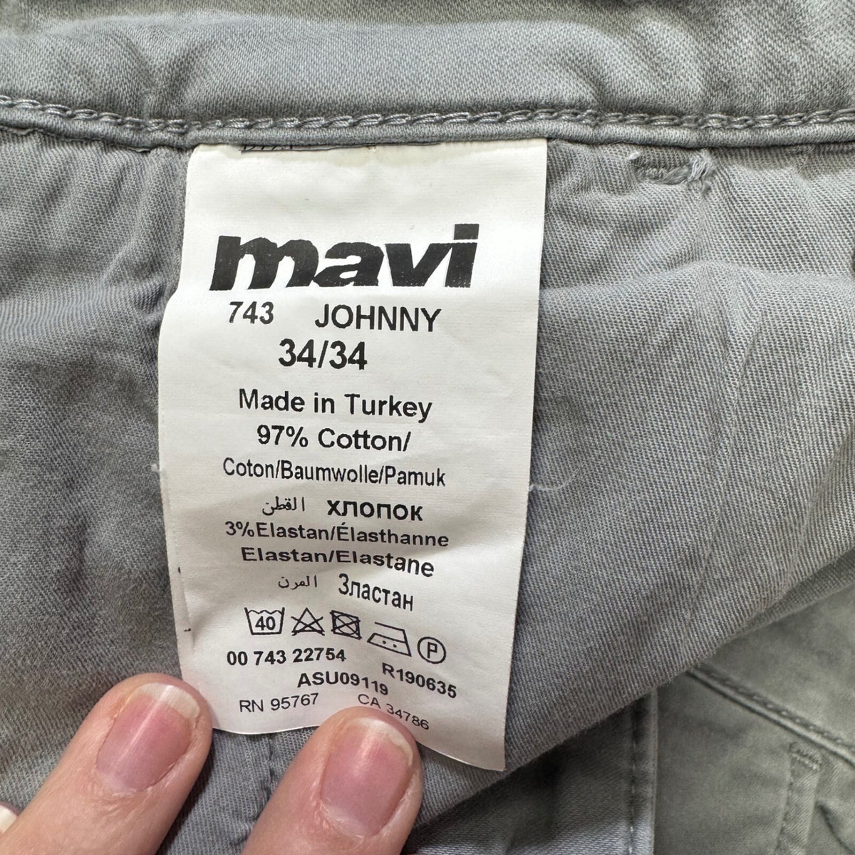 Mavi Jeans Johnny Slim Fit Chinos Pants Light Gray Mens Size 34 34