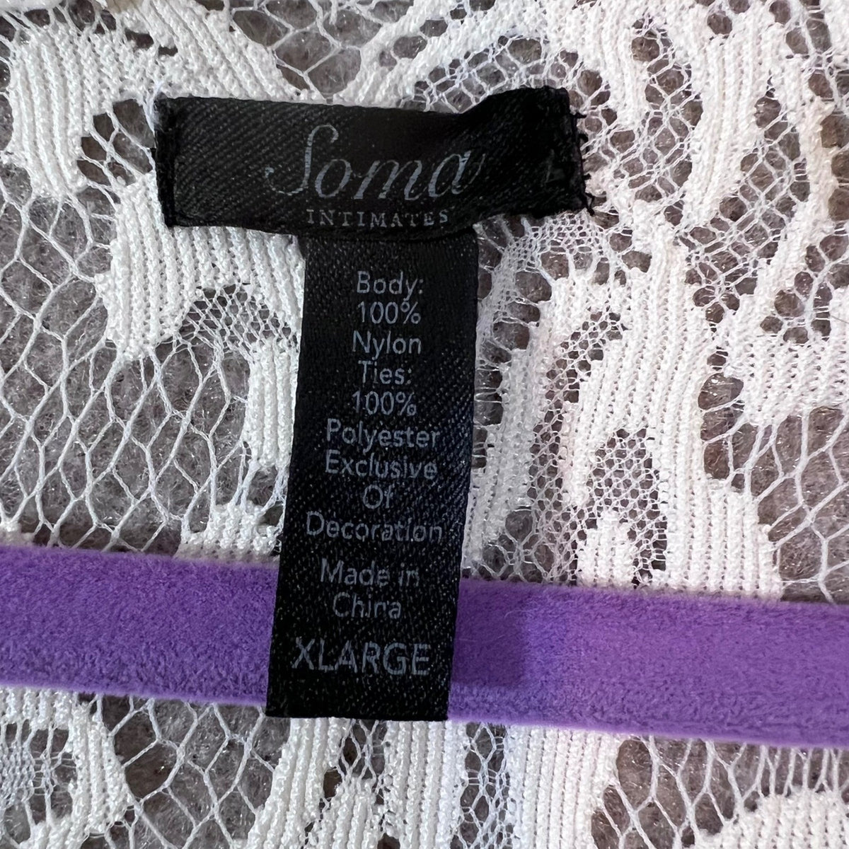Soma Intimates Lace Kimono Coverup Womens XL White Floral Sheer Boho Bridal
