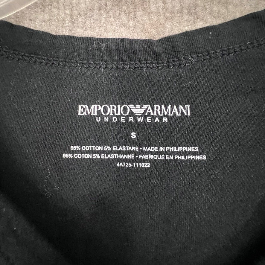 Emporio Armani Underwear Long Sleeve V Neck Top Shirt Small Black