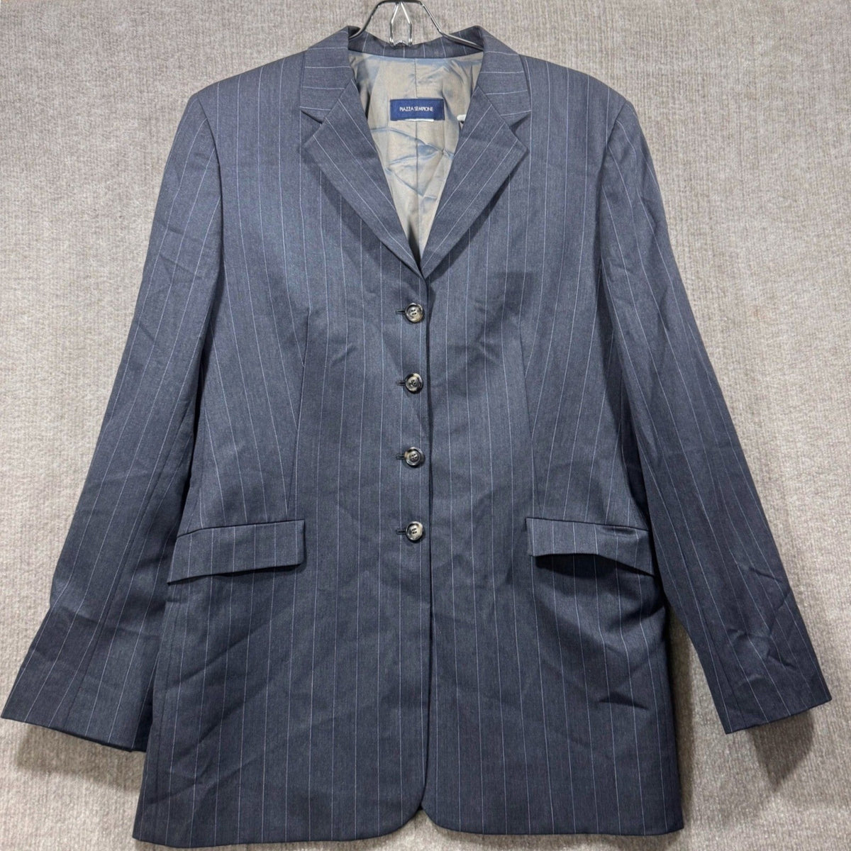 Piazza Sempione Charcoal Pinstripe Pants Suit Set Blazer & Trousers Italy Sz 4-6