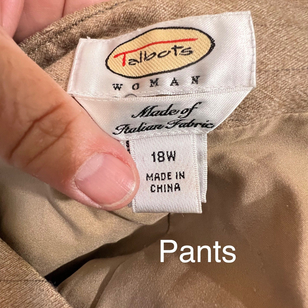 Talbots Woman Pant Suit Women 16W 18W Tan Pinstripe Italian Fabric Professional