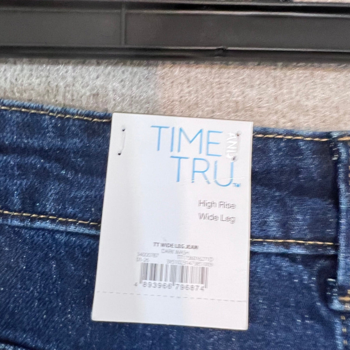 Time and Tru Jeans Womens 16 High Rise Wide Leg Dark Wash Denim Casual