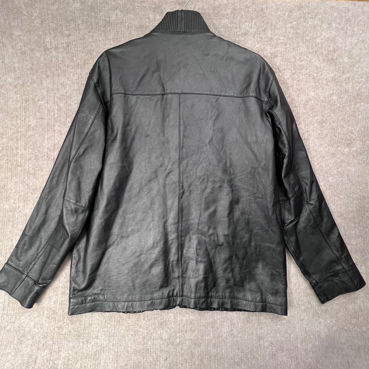 Filosofi 3XL Black Leather Jacket Full Zip Textured Bomber Plus Size