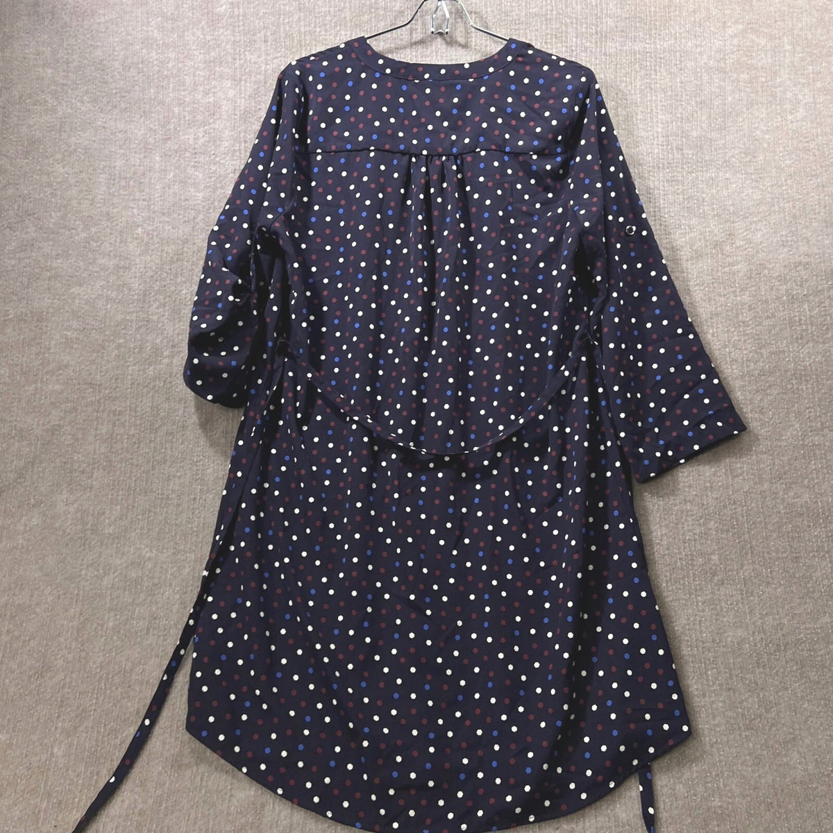 41 Hawthorn Navy Polka Dot Shirt Dress M Button Front Work Casual Career