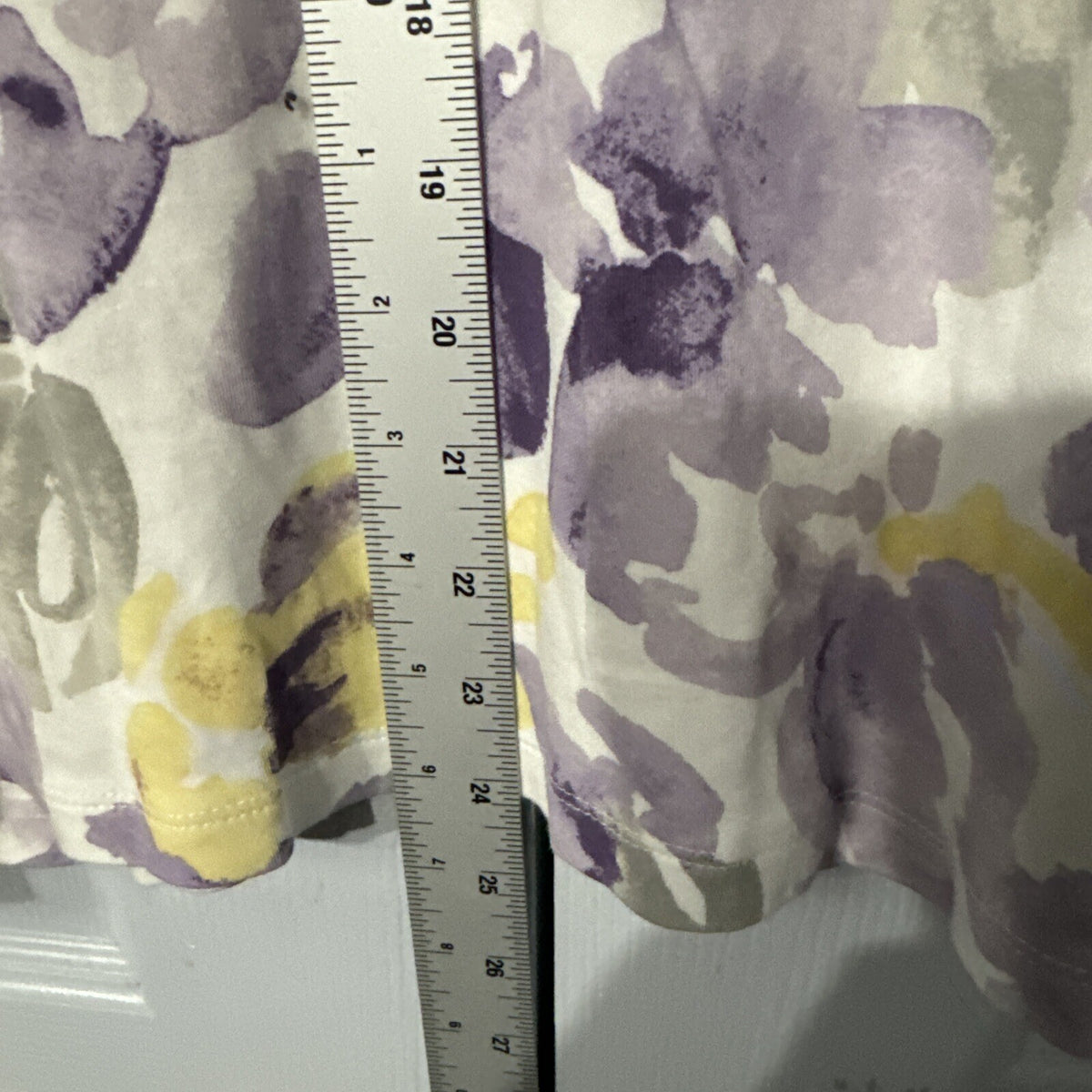 Croft & Barrow Women Top, Comfort 2X Purple Floral Relaxed Fit Short Sleeve