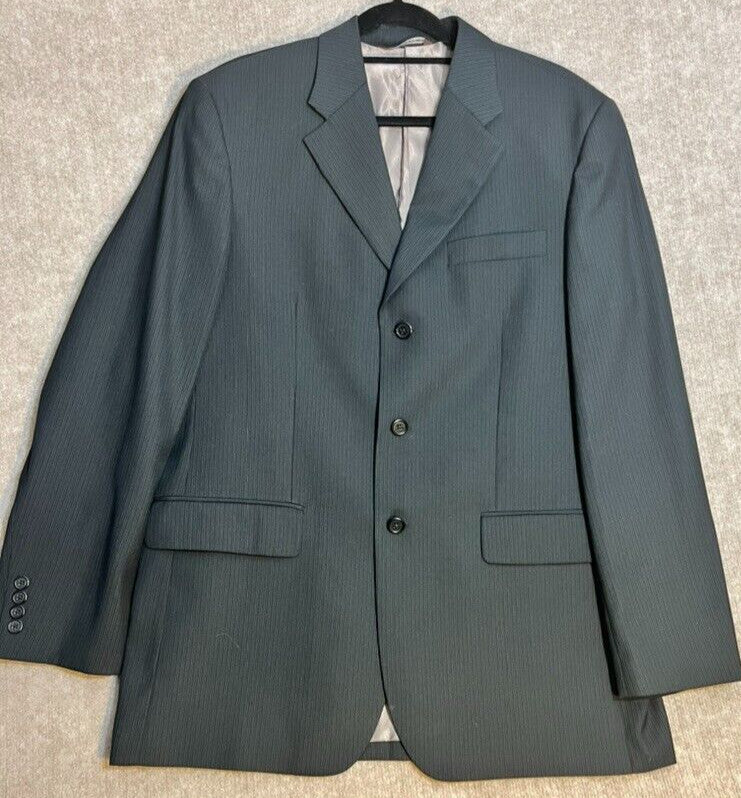 Perry Ellis Suit Jacket Men 44R Black three-button Single Vented Notched Collar