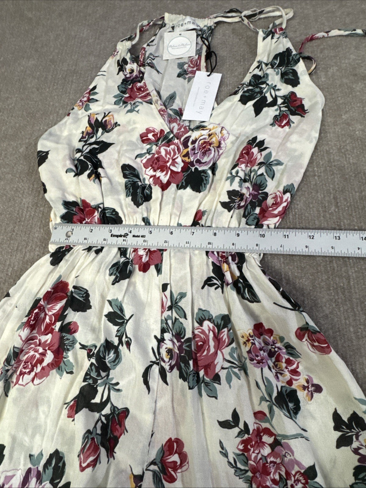Roe & May NWT Bright Floral Open Tie Back Wide Leg Jumpsuit Garden Party