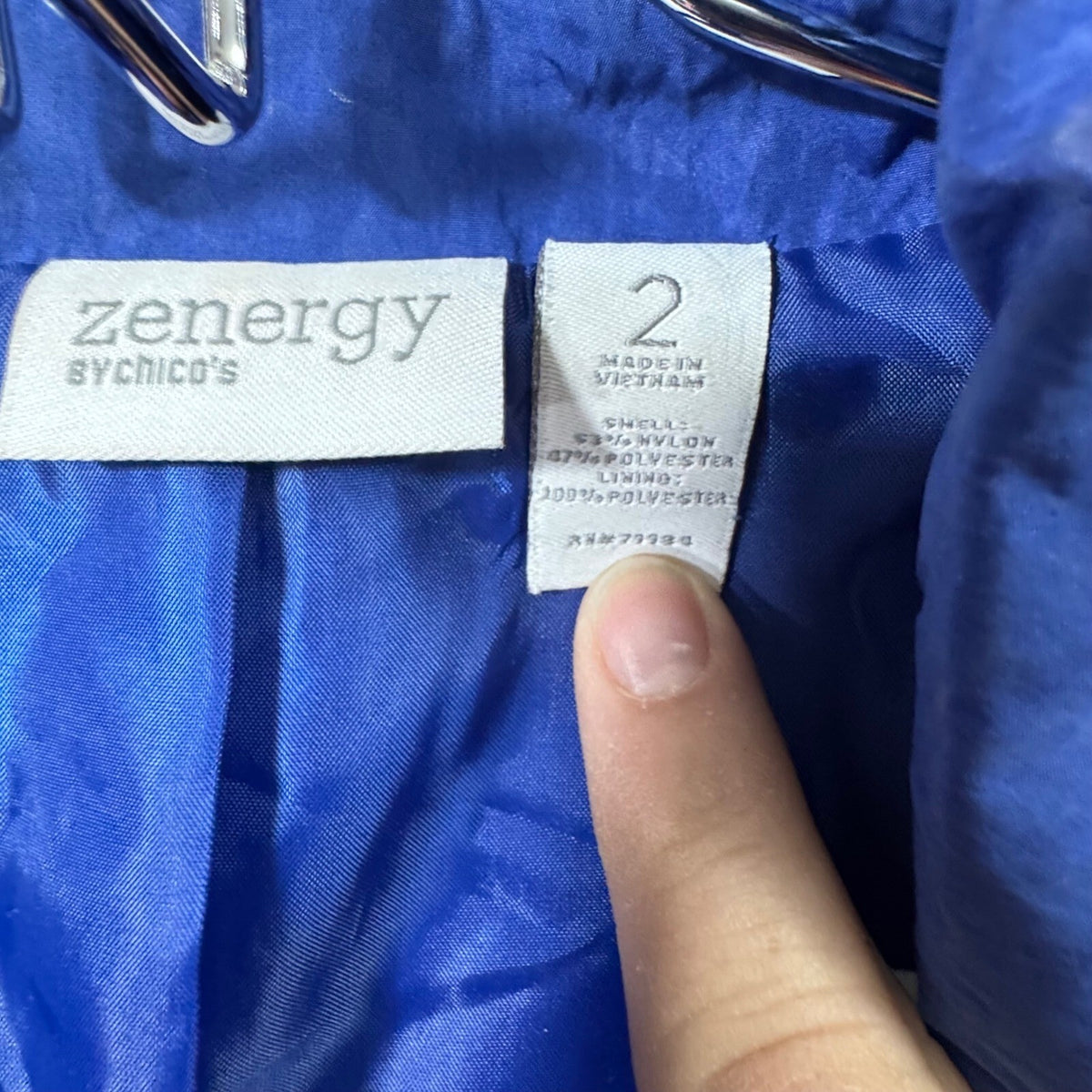 Zenergy by Chicos Royal Blue Lightweight Drawstring Waist Athleisure Jacket Sz 2